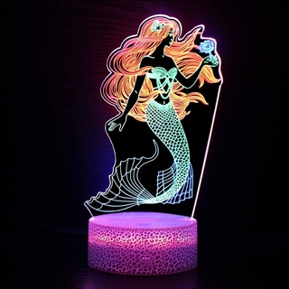 Havfrue 3D lampe med RGB farver
